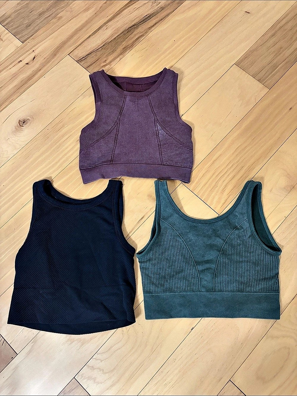 Crop Tank Set in Green, Burgundy, and Black